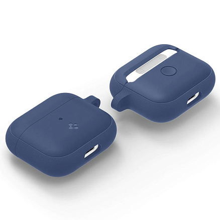 Чехол для наушников AirPods 3 силиконовый с карабином Spigen Silicone Fit темно-синий
