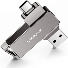 Флешка Usams US-ZB200 64Gb Type-C + USB 3.0 металл черная