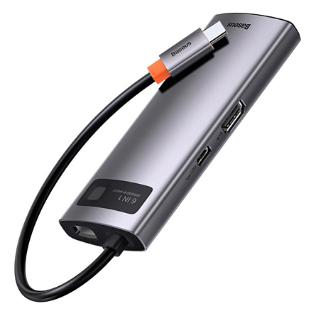 Хаб (разветвитель) Type-C - 3 х USB 3.0, HDMI 4K, Ethernet Baseus Metal Gleam серый