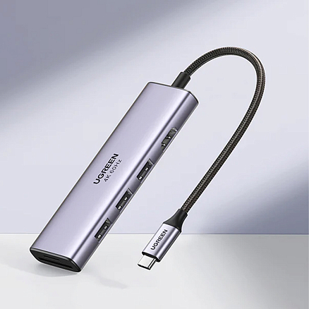 Хаб (разветвитель) Type-C - HDMI, 3 х USB 3.0, SD, microSD Ugreen CM511 серый