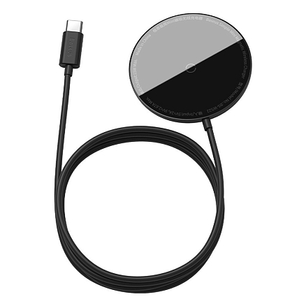 Беспроводная магнитная зарядка MagSafe для iPhone 15W с Type-C Baseus Simple Mini Magnetic черная