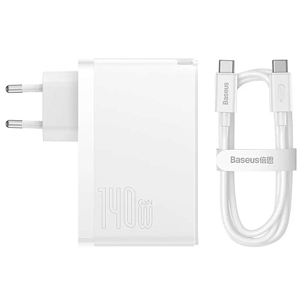 Сетевое зарядное Baseus GaN5 Pro Fast Charger 2C+U 140W EU (белый)