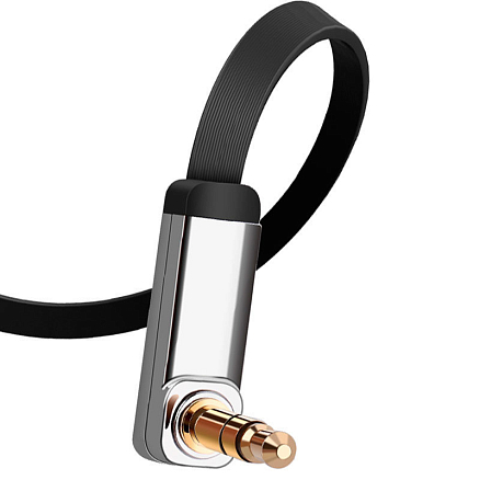 Кабель 3,5 мм - 3,5 мм угловой (стандартный аудио разъем) Aux 3 м плоский Ugreen AV119 черный