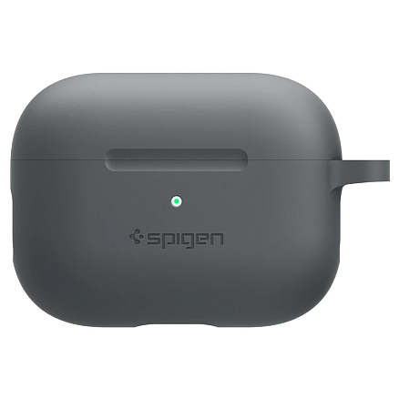 Чехол для наушников AirPods Pro силиконовый с карабином Spigen Silicone Fit темно-серый
