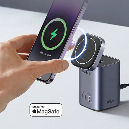 Зарядная станция 4-в-1 GaN c Magsafe, 2 х Type-C и 1 x USB (быстрая зарядка PD, QC) 100W Ugreen CD342-15076