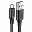 Кабель USB - MicroUSB для зарядки 0,25 м 2.4А Ugreen US289 (быстрая зарядка QC 3.0) черный