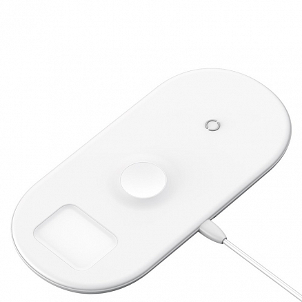 Беспроводная зарядка 3-в-1 для телефона, Apple Watch, наушников Baseus Smart (быстрая зарядка) белая