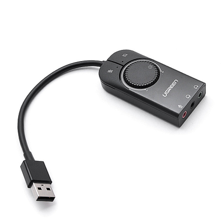 Внешняя звуковая карта USB 2.0 с управлением Ugreen CM129 черная
