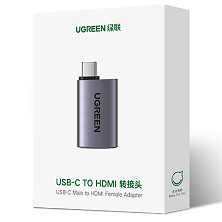 Переходник Type-C - HDMI 4K 60Hz (папа - мама) Ugreen US320 серый