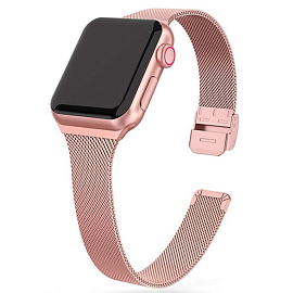 Ремешок-браслет для Apple Watch 4, 5, 6, 7, 8, SE 38, 40 и 41 мм миланское плетение Tech-Protect Thin Milanese розовое золото