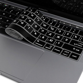 Накладка на клавиатуру защитная для Apple MacBook Pro 13 Touch Bar A1706, A1989, A2159, Pro 15 Touch Bar A1707, A1990 USA (русские буквы) черная