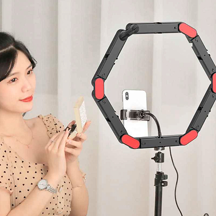 Кольцевая лампа модульная из 6 частей V86 черная