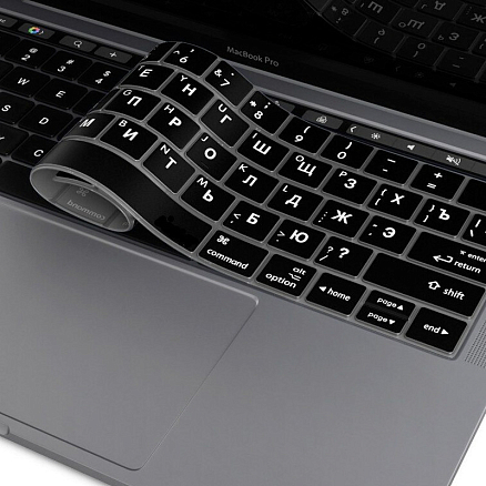 Накладка на клавиатуру защитная для Apple MacBook Pro 13 Touch Bar A1706, A1989, A2159, Pro 15 Touch Bar A1707, A1990 USA (русские буквы) черная