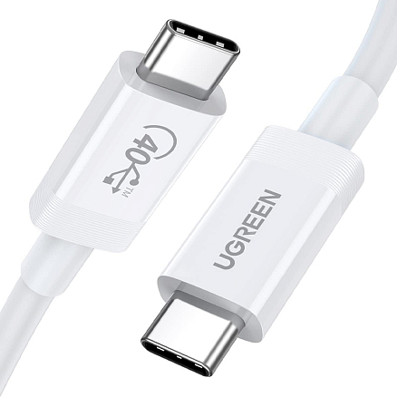 Кабель Type-C - Type-C длина 0.8 м USB4 Gen3 40Gbps 8K 60Hz 100W силиконовый Ugreen US506 (быстрая зарядка PD, QC 4.0) белый