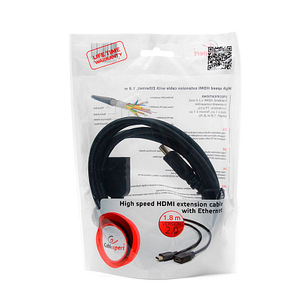 Кабель-удлинитель HDMI - HDMI (папа - мама) длина 1,8 м Cablexpert черный