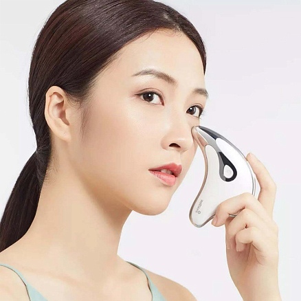 Массажер для лица Гуаша вибрационный с подогревом WellSkins WX-BJ808 белый + подарок