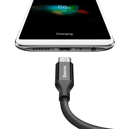 Кабель USB - MicroUSB для зарядки 1 м 2A плетеный Baseus Yiven черный