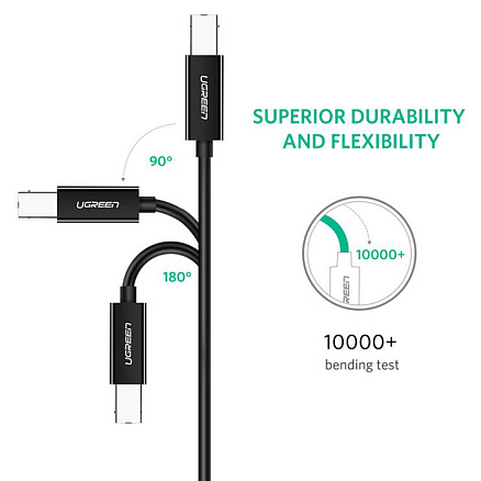 Кабель Type-C - USB B для подключения принтера или сканера 1 м Ugreen US241 черный