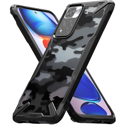 Чехол для Xiaomi Redmi Note 11 Pro+ гибридный Ringke Fusion X Design Camo со светящимися вставками черный