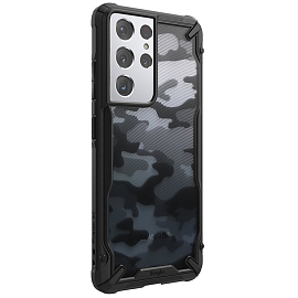 Чехол для Samsung Galaxy S21 Ultra гибридный Ringke Fusion X Design Camo черный