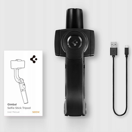 Монопод-стабилизатор Bluetooth 1-осевой с кнопкой и треногой Spigen S610W черный