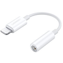 Кабель Lightning - 3,5 мм (папа - мама) 7 см MFi силиконовый Ugreen US212 белый