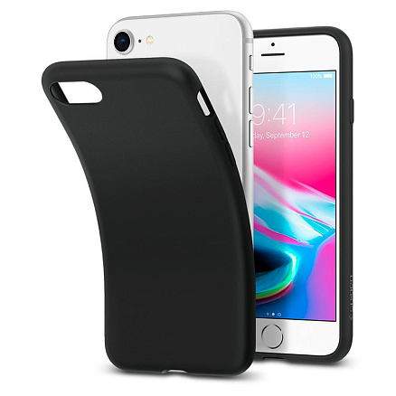 Чехол для iPhone 7, 8 гелевый ультратонкий Spigen SGP Liquid Crystal черный матовый