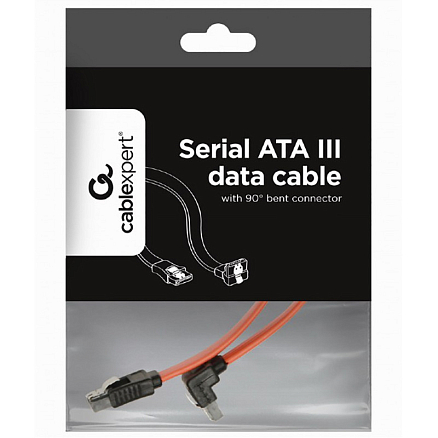Кабель SATA 3.0 для подключения жестких дисков длина 0,5 м с угловым штекером Cablexpert CC-SATAM-DATA90 красный