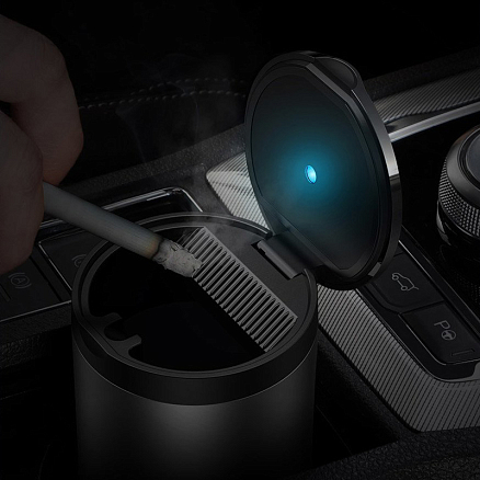 Пепельница в автомобиль с подсветкой Baseus Premium серая
