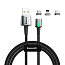 Кабель USB - MicroUSB, Lightning, Type-C 2 м 2А со сменными штекерами магнитный плетеный Baseus Zinc черный