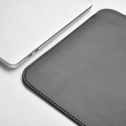 Чехол для Apple MacBook Air 13 A1466, A1369 кожаный футляр WiWU Skin Pro II темно-серый