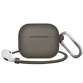 Чехол и шнурок для наушников AirPods 3 силиконовый с карабином UNIQ Vencer темно-бежевый