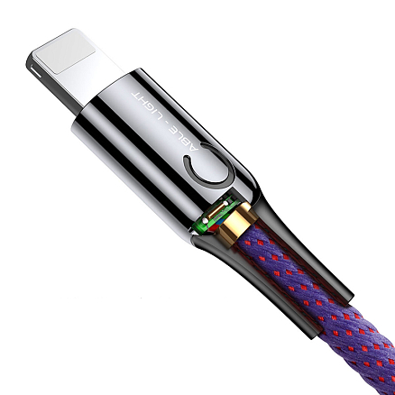 Кабель USB - Lightning для зарядки iPhone 1 м 2.4A с автоотключением плетеный Baseus C-shaped фиолетовый