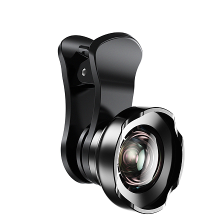 Объектив для телефона универсальный 3-в-1: Fisheye, Wide-Angle, Macro на прищепке Baseus Magic Camera черный
