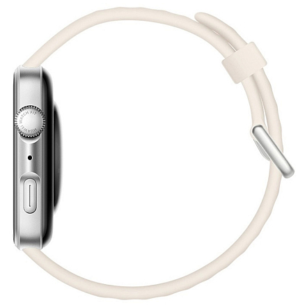 Умные часы Huawei Watch FIT 4 (серебристый, с бежевым силиконовым ремешком, международная версия)