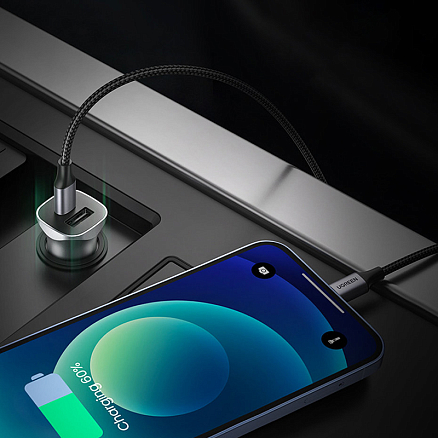 Зарядное устройство автомобильное с USB и Type-C входами 3A 20W Ugreen CD130 (быстрая зарядка PD 3.0, QC 3.0) серебристое