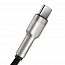 Кабель Type-C - USB 3.0 для зарядки 1 м плетеный 6А 66W Baseus Cafule Metal (быстрая зарядка) черный