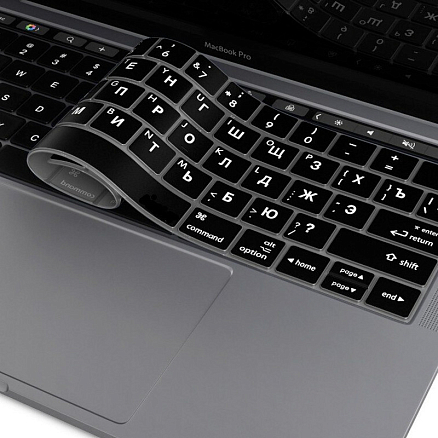 Накладка на клавиатуру защитная для Apple MacBook Pro 13 Touch Bar A1706, A1989, A2159, Pro 15 Touch Bar A1707, A1990 USA (русские буквы) черная