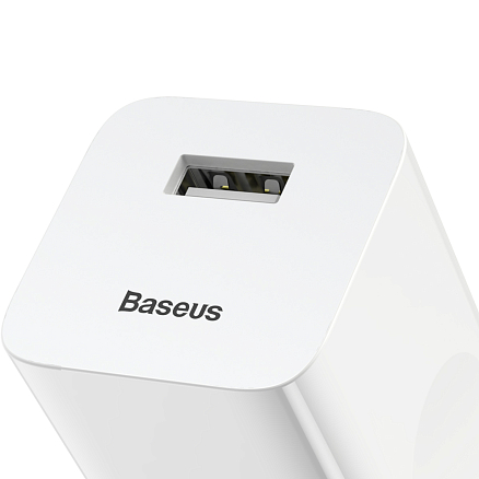 Зарядное устройство сетевое USB 3А 24W Baseus Quick (быстрая зарядка QC 3.0) белое