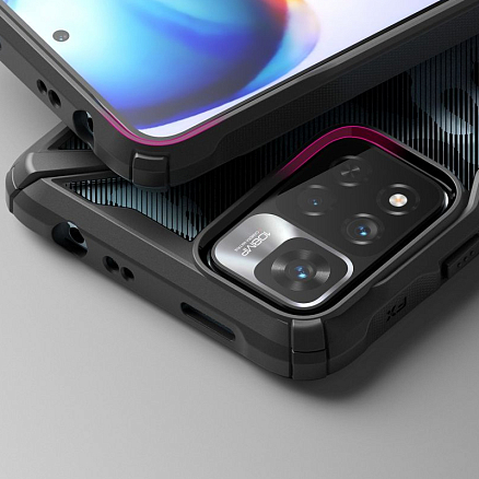 Чехол для Xiaomi Redmi Note 11 Pro+ гибридный Ringke Fusion X Design Camo со светящимися вставками черный