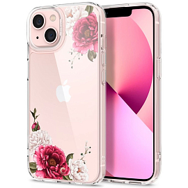Чехол для iPhone 13 гибридный Spigen Cyrill Cecile Red Floral прозрачный