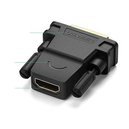 Переходник (преобразователь) DVI - HDMI (папа - мама) Ugreen 20124 черный