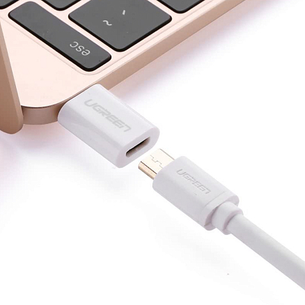 Переходник Type-C - MicroUSB (папа - мама) Ugreen US157 белый