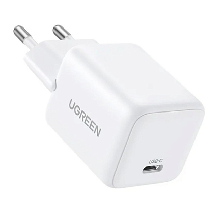Зарядное устройство сетевое Type-C 20W Ugreen X512 Mini GaN (быстрая зарядка PD, QC) белое