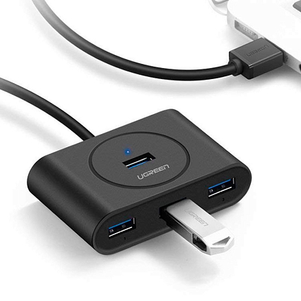 USB 3.0 HUB (разветвитель) на 4 порта Ugreen CR113 с питанием MicroUSB черный