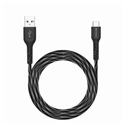 Кабель USB - MicroUSB для зарядки 1,5 м 2.4А плетеный Atomic Flexstick Game+ черно-серый