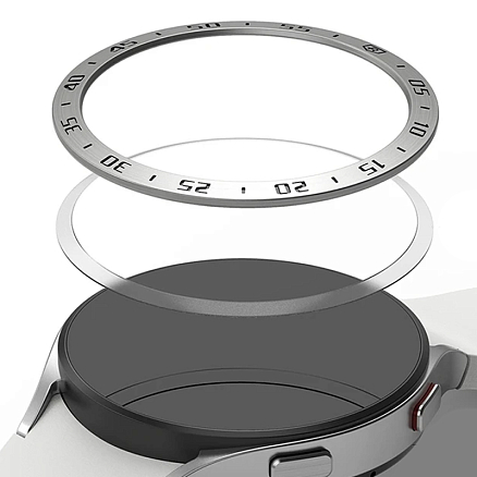 Защитная рамка для Samsung Galaxy Watch 4 44 мм на экран металлическая Ringke серебристая