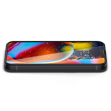 Защитное стекло для iPhone 13 mini на весь экран противоударное Spigen Glass FC черное