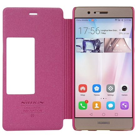 Чехол для Huawei P9 книжка с окошком NillKin Sparkle розовый