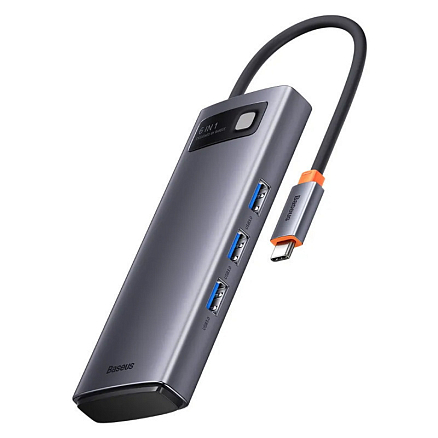 Хаб (разветвитель) Type-C - 2 x HDMI, 3 х USB 3.0, Type-C PD Baseus Metal Gleam WKWG030113 серый